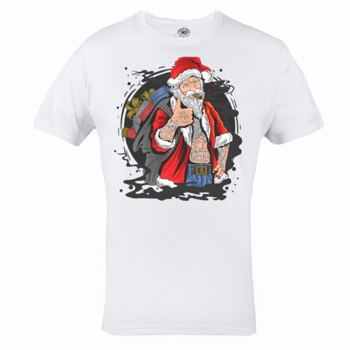 MĘSKA KOSZULKA ŚWIĄTECZNA Z NADRUKIEM TATUAŻ PREZENTY MIKOŁAJ 95