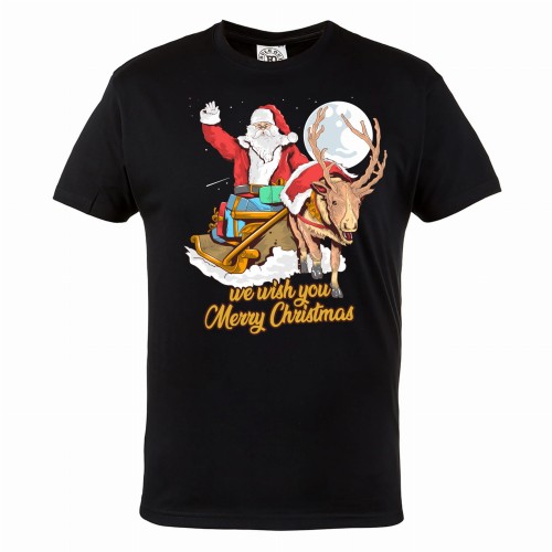 MĘSKA KOSZULKA ŚWIĄTECZNA Z NADRUKIEM RENIFER PREZENTY MIKOŁAJ 96 