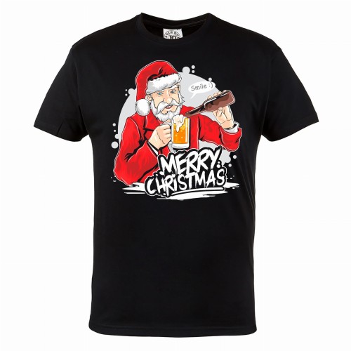 MĘSKA KOSZULKA ŚWIĄTECZNA Z NADRUKIEM PIWO SMILE MIKOŁAJ 98
