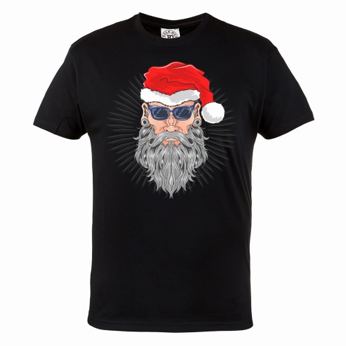 MĘSKA KOSZULKA ŚWIĄTECZNA Z NADRUKIEM TUNELE OKULARY MIKOŁAJ 99 