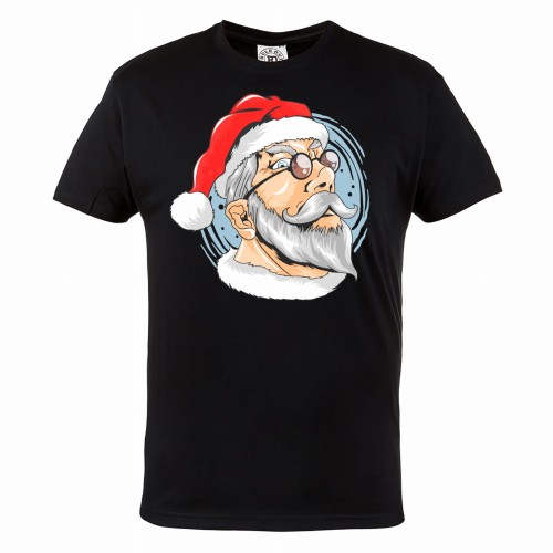 MĘSKA KOSZULKA ŚWIĄTECZNA Z NADRUKIEM MIKOŁAJ W OKULARACH 102 