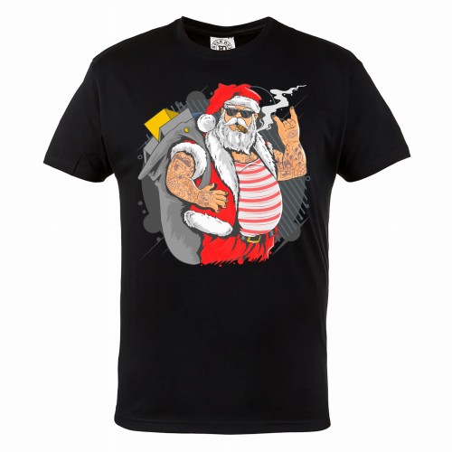 MĘSKA KOSZULKA ŚWIĄTECZNA Z NADRUKIEM MIKOŁAJ TATUAŻ PREZENTY 105 