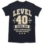 Koszulka Męska na 40 Urodziny Prezent Level 40 Rocznik 1986