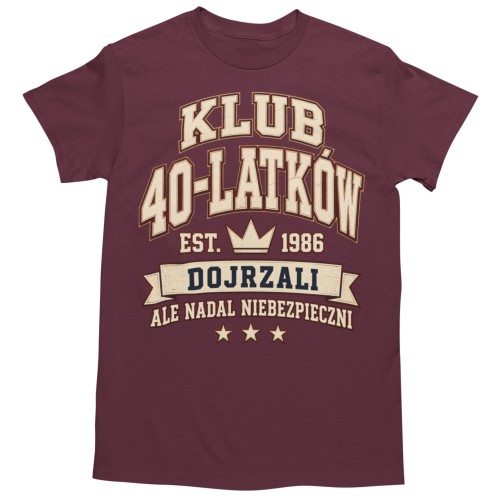 Koszulka na 40 Urodziny Męska Klub 40 Latków Rocznik 1986 Prezent 