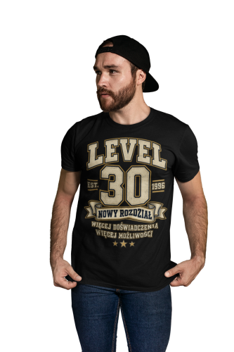Koszulka Męska na 30 Urodziny Prezent Level 30 Rocznik 1996 3