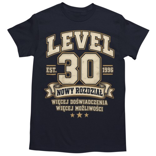 Koszulka Męska na 30 Urodziny Prezent Level 30 Rocznik 1996 