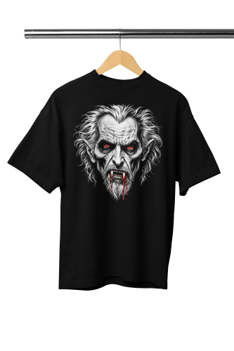 Damska Koszulka Oversize Halloween Wampir Dracula Czarna 2