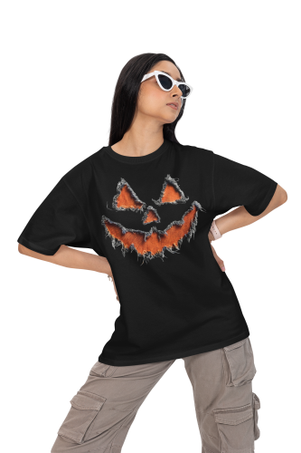 Damska Koszulka Oversize Halloween Dynia Jack O’Lantern  5