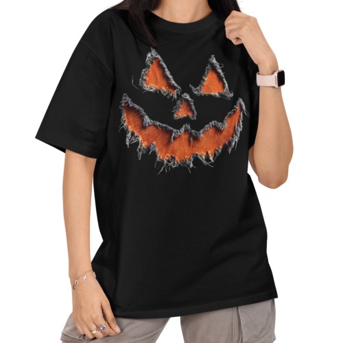Damska Koszulka Oversize Halloween Dynia Jack O’Lantern  1
