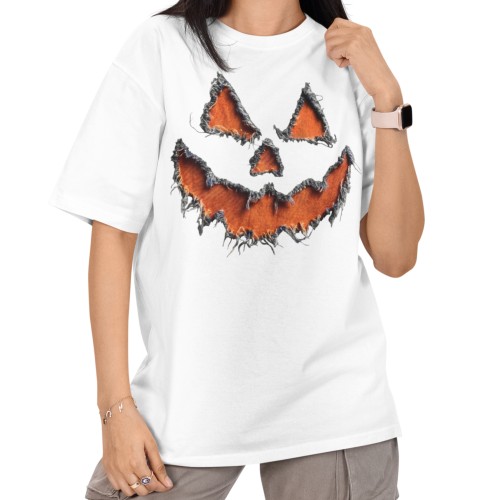 Damska Koszulka Oversize Halloween Dynia Jack O’Lantern  11