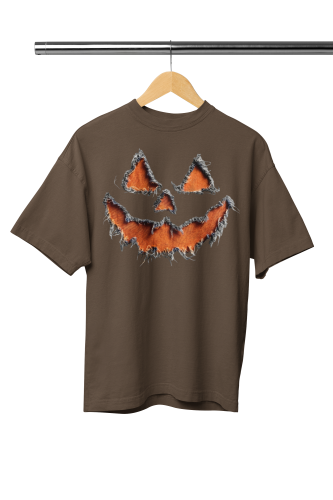 Damska Koszulka Oversize Halloween Dynia Jack O’Lantern  17