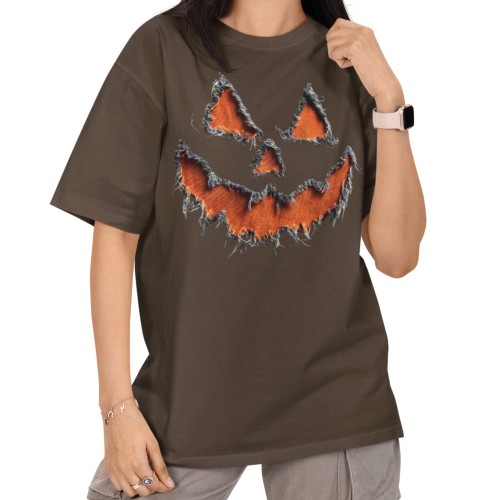 Damska Koszulka Oversize Halloween Dynia Jack O’Lantern  16