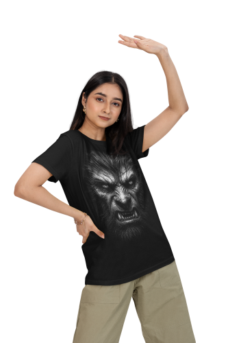 Damska Koszulka Oversize Halloween Wilkołak Werewolf Czarna 4