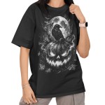 Damska Koszulka Oversize Halloween Kruk Dynia Jack O’Lantern Czarna