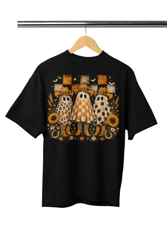 Damska Koszulka Oversize Halloween Duchy Kowbojskie Western Czarna 2