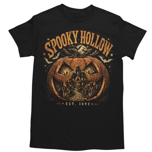Koszulka męska Halloween Spooky Hollow dynia czarna 1