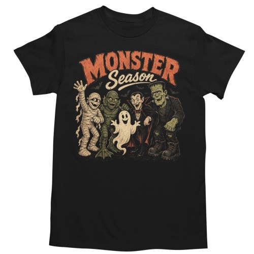 Koszulka męska Halloween Monster Season potwory czarna 1