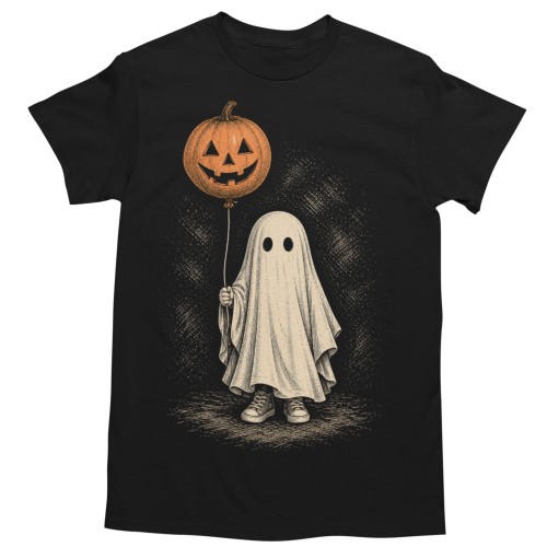 Koszulka męska Halloween duch z balonem dynia czarna 