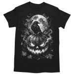Koszulka męska Halloween kruk na dyni czarna