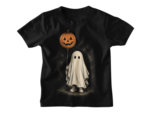 Koszulka dziecięca na Halloween duch z balonem dynią 2