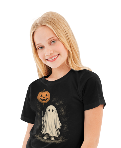 Koszulka dziecięca na Halloween duch z balonem dynią 3