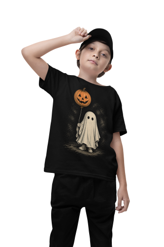 Koszulka dziecięca na Halloween duch z balonem dynią 4