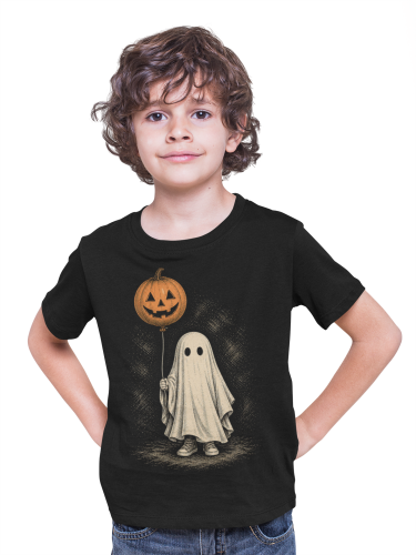 Koszulka dziecięca na Halloween duch z balonem dynią 5