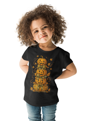 Koszulka dziecięca Dzień Dyni – dynie Halloween z kokardami 3
