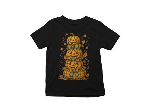 Koszulka dziecięca Dzień Dyni – dynie Halloween z kokardami 2