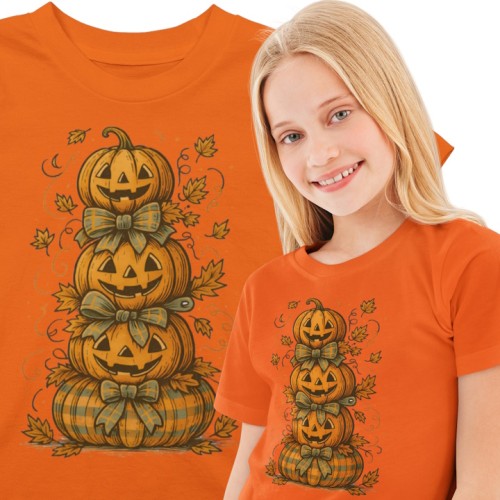 Koszulka dziecięca Dzień Dyni – dynie Halloween z kokardami 6