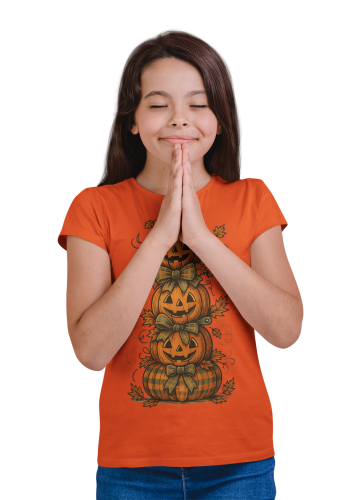 Koszulka dziecięca Dzień Dyni – dynie Halloween z kokardami 9