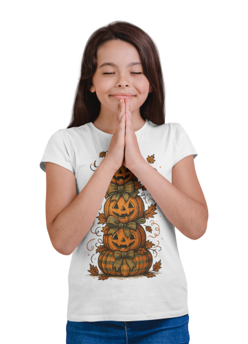 Koszulka dziecięca Dzień Dyni – dynie Halloween z kokardami 14