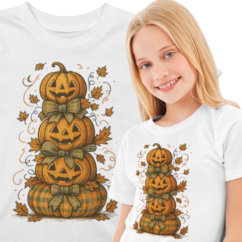 Koszulka dziecięca Dzień Dyni – dynie Halloween z kokardami 11