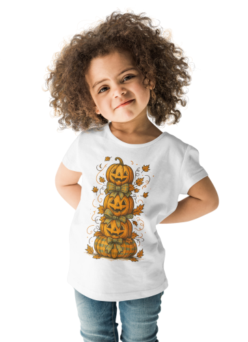 Koszulka dziecięca Dzień Dyni – dynie Halloween z kokardami 13