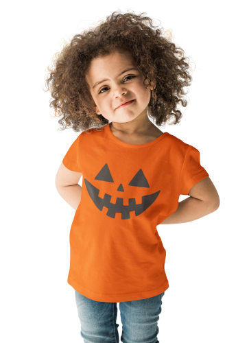 Pomarańczowa koszulka dziecięca Halloween – buzia dyni 2