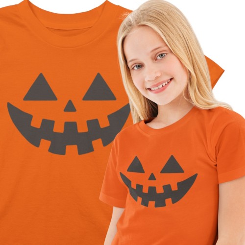 Pomarańczowa koszulka dziecięca Halloween – buzia dyni 1
