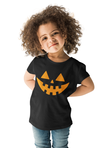 Czarna koszulka dziecięca Halloween – pomarańczowa dynia 3