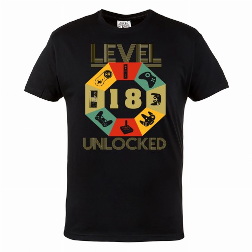 MĘSKA KOSZULKA PREZENT NA 18 URODZINY LEVEL 18 UNLOCKED UR18 1