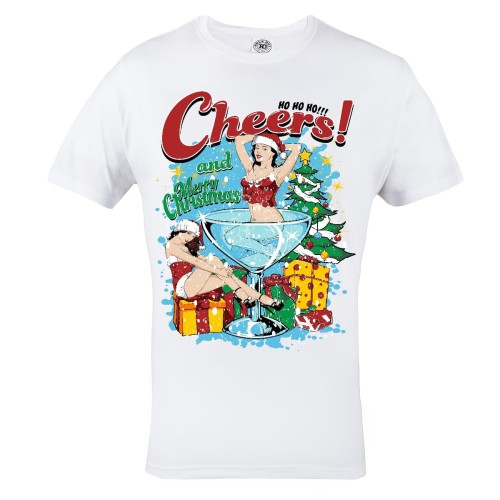 KOSZULKA ŚWIĄTECZNA MĘSKA SANTA CHEERS! AND MERRY CHRISTMAS 2
