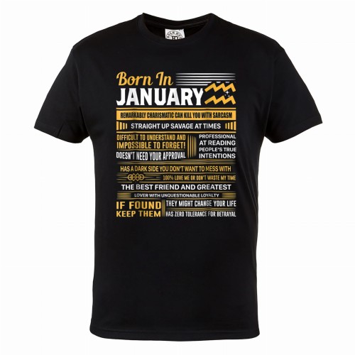 MĘSKA KOSZULKA PREZENT NA URODZINY STYCZEŃ BORN IN JANUARY  