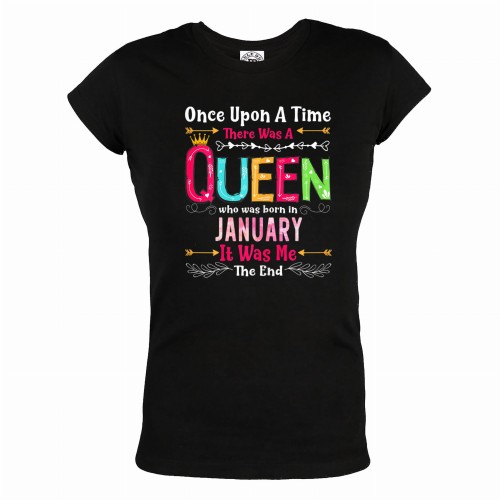 DAMSKA KOSZULKA PREZENT NA URODZINY STYCZEŃ QUEEN WAS BORN IN JANUARY ONCE UPON A TIME 