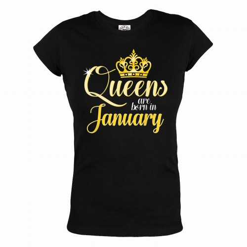 DAMSKA KOSZULKA PREZENT NA URODZINY STYCZEŃ QUEENS ARE BORN IN JANUARY 