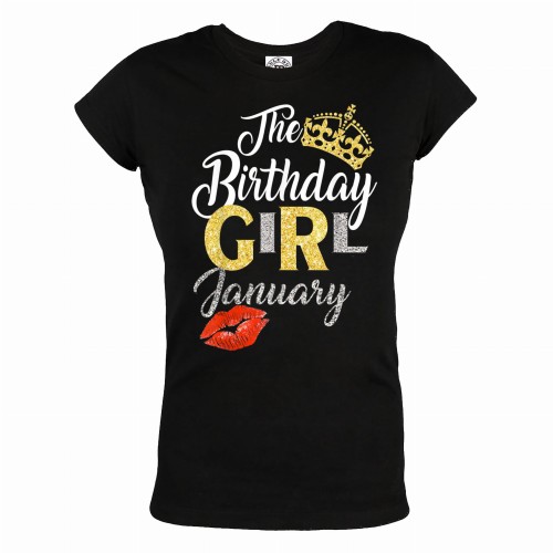 DAMSKA KOSZULKA PREZENT NA URODZINY STYCZEŃ THE BIRTHDAY GIRL JANUARY