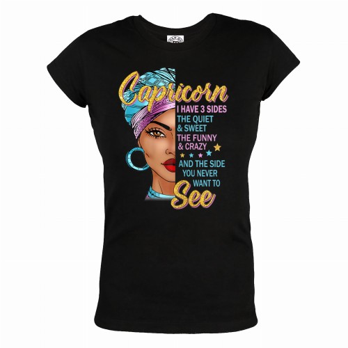 DAMSKA KOSZULKA PREZENT NA URODZINY CAPRICORN KOZIOROŻEC ZNAK ZODIAKU I HAVE 3 SIDES 