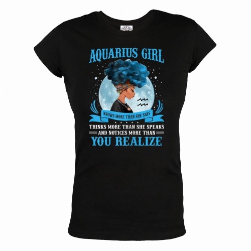 DAMSKA KOSZULKA PREZENT NA URODZINY AQUARIUS GIRL WODNIK ZNAK ZODIAKU 