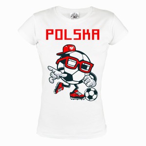 KOSZULKA DAMSKA POLSKA DLA KIBICA GRAJĄCA PIŁKA