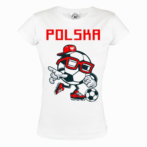KOSZULKA DAMSKA POLSKA DLA KIBICA GRAJĄCA PIŁKA 1