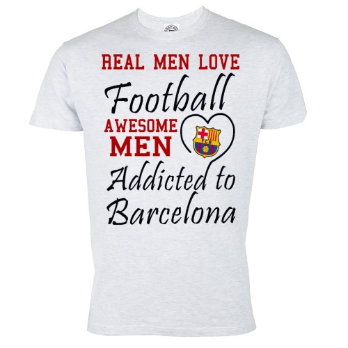 KOSZULKA MĘSKA REAL MEN LOVE FOOTBALL AWESOME MEN ADDICTED TO BARCELONA 1