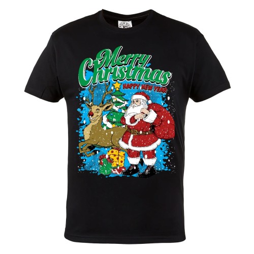 KOSZULKA ŚWIĄTECZNA MĘSKA SANTA MERRY CHRISTMAS HAPPY NEW YEAR