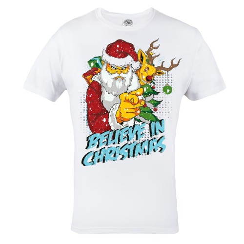 KOSZULKA ŚWIĄTECZNA MĘSKA SANTA-CLAUS BELIVE IN CHRISTMAS